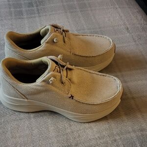 Twisted X Feather X Women’s Canvas Slip-On Loafers in Cream/Light Beige 6.5